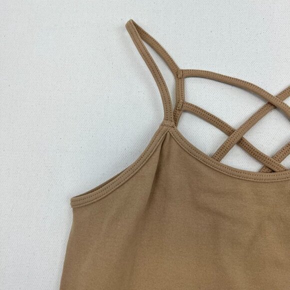 Suzette Womens Tan Sleeveless Lattice Straps Pullover Tank Top One Size - Picture 5 of 10